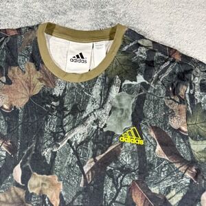 Adidas Camouflage Tree Bark Print Short Sleeve T Shirt Crew Neck Size 2XL
